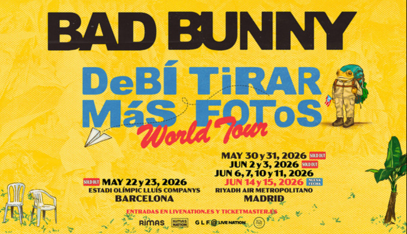 Cartel oficial del concierto de Bad Bunny en el Metropolitano de Madrid
