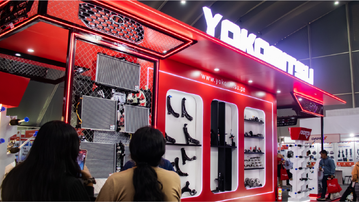 Stand de Yokomitsu en Expomecánica con activaciones de marca en ferias